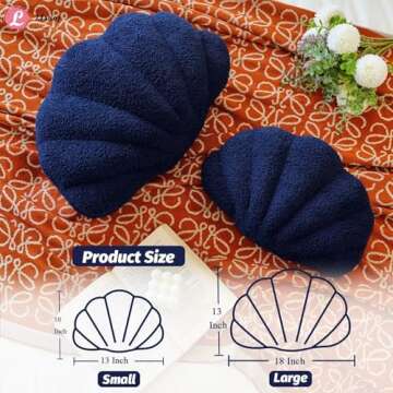 Lfsaaj Navy Seashell Throw Pillows, Shell Shaped Throw Pillows, 13 Inch Soft Home Decorative Pillow Plush Cushion for Bed Couch Living Sofa Room Decor Accent Throw Pillow