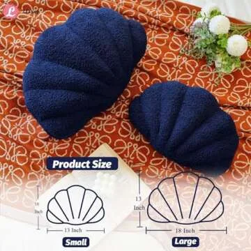 Lfsaaj Navy Seashell Throw Pillows, Shell Shaped Throw Pillows, 13 Inch Soft Home Decorative Pillow Plush Cushion for Bed Couch Living Sofa Room Decor Accent Throw Pillow
