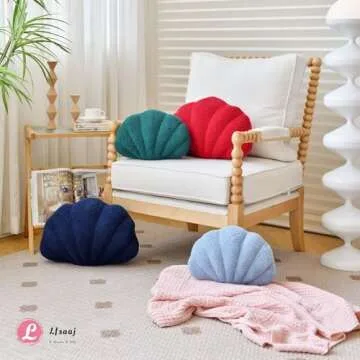 Lfsaaj Navy Seashell Throw Pillows, Shell Shaped Throw Pillows, 13 Inch Soft Home Decorative Pillow Plush Cushion for Bed Couch Living Sofa Room Decor Accent Throw Pillow