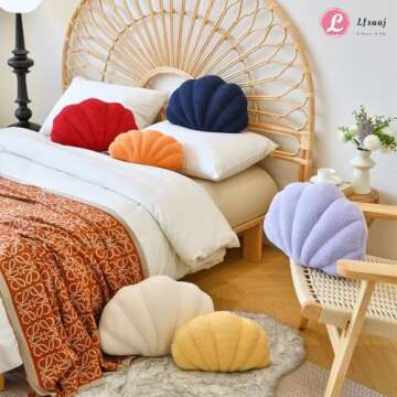 Lfsaaj Navy Seashell Throw Pillows, Shell Shaped Throw Pillows, 13 Inch Soft Home Decorative Pillow Plush Cushion for Bed Couch Living Sofa Room Decor Accent Throw Pillow