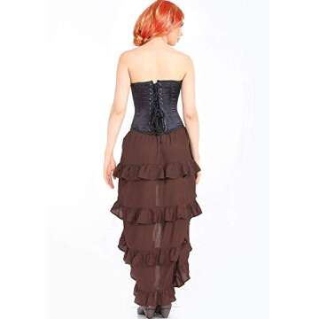 ThePirateDressing Steampunk Victorian Cosplay Costume Womens High-Low Show Girl Skirt C1367 (Chocola...