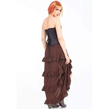 ThePirateDressing Steampunk Victorian Cosplay Costume Womens High-Low Show Girl Skirt C1367 (Chocolate) (Large)