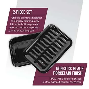 Certified Appliance Accessories SPL50008 Small 2-Piece Broiler Pan & Grill Set Porcelain-on-Steel 13...
