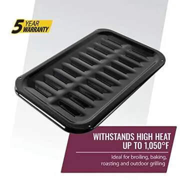 Certified Appliance Accessories SPL50008 Small 2-Piece Broiler Pan & Grill Set Porcelain-on-Steel 13"x8-3/4"x1-3/8" Broiler Pan for Oven, Black