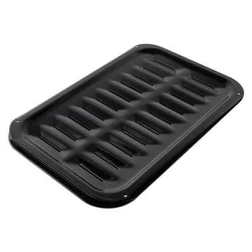 Certified Appliance Accessories SPL50008 Small 2-Piece Broiler Pan & Grill Set Porcelain-on-Steel 13"x8-3/4"x1-3/8" Broiler Pan for Oven, Black