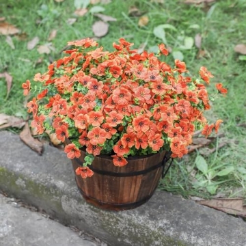 HyeFlora Artificial Fake Fall Plants Flowers for Outdoor Outside, 12 Bundles Faux Autumn Orange Silk...