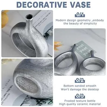 Silver Ceramic Hollow Elliptical Vases - Modern Decor