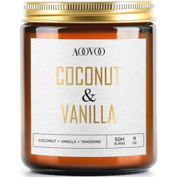 AOOVOO Coconut Vanilla Candle - Scented Soy Wax Candle