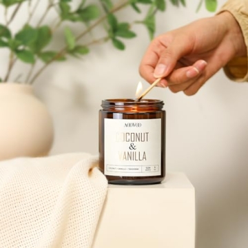 AOOVOO Coconut Vanilla Candle - Scented Soy Wax Candle