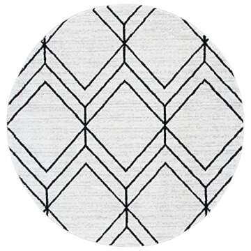 SAFAVIEH Adirondack Collection Area Rug - 4' Round, Ivory & Black, Modern Geometric Design, Non-Shed...