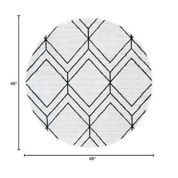 SAFAVIEH Adirondack Collection Area Rug - 4' Round, Ivory & Black, Modern Geometric Design, Non-Shedding & Easy Care, Ideal for High Traffic Areas in Living Room, Bedroom (ADR241A)