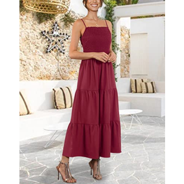 Atizon Women's Summer Smocked Dress Square Neck Puff Sleeve Casual Vintage Off Shoulder A-Line Short Mini Dress