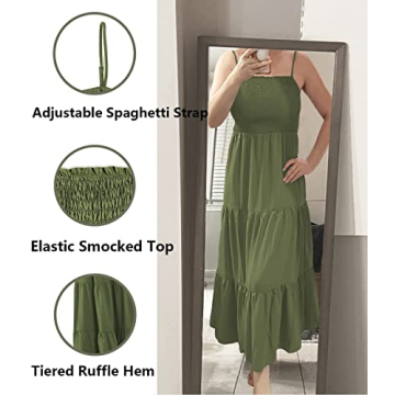 Atizon Women's Summer Smocked Dress Square Neck Puff Sleeve Casual Vintage Off Shoulder A-Line Short Mini Dress