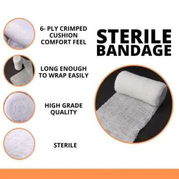 8 Pack Sterile Gauze Bandage Rolls for Wound Care