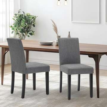Set of 2 Modern Fabric Upholstered Dining Chairs Elegant Design Dining Room Chairs (Gray Set of 2)