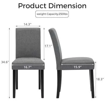 Set of 2 Modern Fabric Upholstered Dining Chairs Elegant Design Dining Room Chairs (Gray Set of 2)