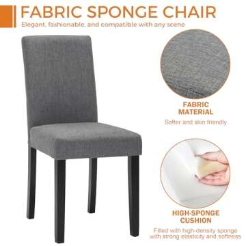 Set of 2 Modern Fabric Upholstered Dining Chairs Elegant Design Dining Room Chairs (Gray Set of 2)