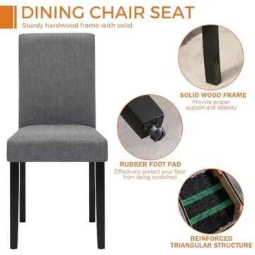 Set of 2 Modern Fabric Upholstered Dining Chairs Elegant Design Dining Room Chairs (Gray Set of 2)