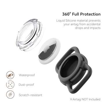 Waterproof Airtag Holder for Dog Collar, Soft Full-Body Protective Airtag Holder for Dog & Cat Colla...