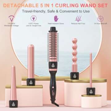 Five in One Curling Wand Set for Gorgeous Hair Styles