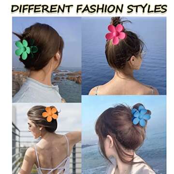 YosaiHom Flower Hair Claw Clips for Women, 6 PCS Big Jaw Barrettes with Strong Hold - Non-Slip Clamps for Thick/Thin Hair, 6 Colors Hair Accessories
