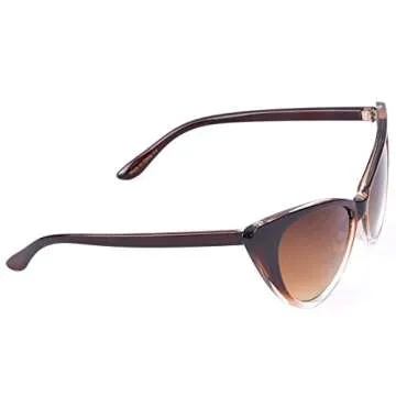 WearMe Pro Super Cateyes Vintage Inspired Fashion Mod Chic High Pointed Cat-Eye Sunglasses (Brown)