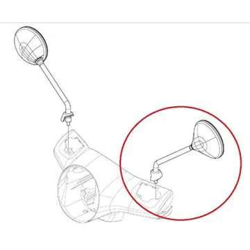 Genuine Piaggio Vespa OEM Left Side Mirror - Chrome Finish - for GTS Models (CM073407) - Convex Lens for Enhanced Visibility