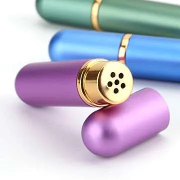 Bekith Set of 8 Colors Empty Essential Oil Personal Inhaler Refillable Aromatherapy Nasal Inhaler Tubes Aluminum and Glass, Portable Nasal Inhalers with 20 Cotton Wicks and 4 Opening Tool