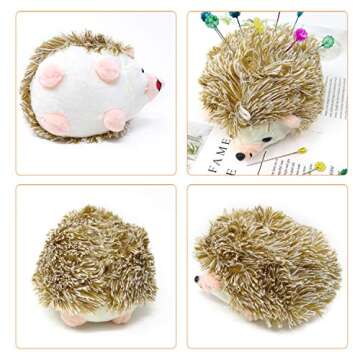 Honbay Furry Hedgehog Shape Pin Cushion Fabric Pin Holder for Sewing or DIY Crafts (Brown)