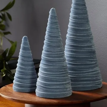 Slate Blue Velvet Cones Set for Wedding and Decor