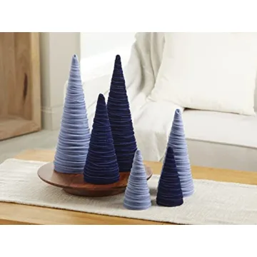 Slate Blue Velvet Cones Set for Wedding and Decor