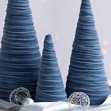 Slate Blue Velvet Cones Set for Wedding and Decor