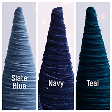 Slate Blue Velvet Cones Set for Wedding and Decor