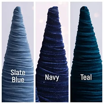 Slate Blue Velvet Cones Set for Wedding and Decor