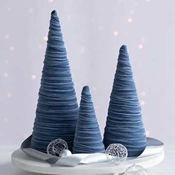 Slate Blue Velvet Cones Set for Wedding and Decor