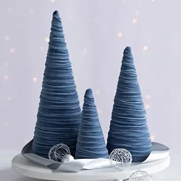 Slate Blue Velvet Cones Set for Wedding and Decor
