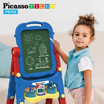 PicassoTiles Creative Kids Art Easel - Chalkboard & Whiteboard