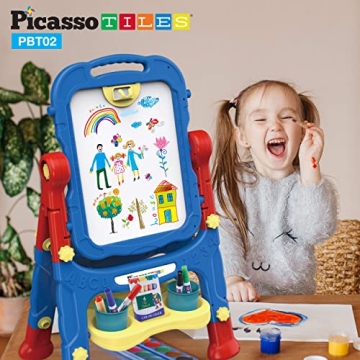 PicassoTiles Creative Kids Art Easel - Chalkboard & Whiteboard