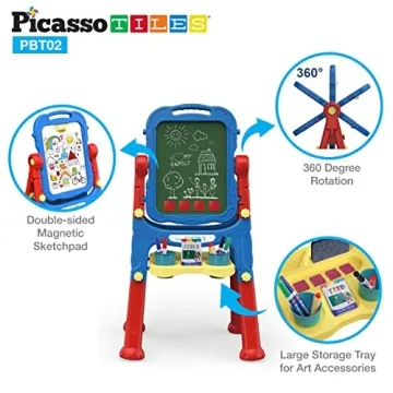 PicassoTiles Creative Kids Art Easel - Chalkboard & Whiteboard