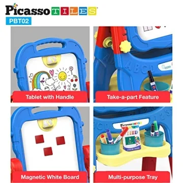 PicassoTiles Creative Kids Art Easel - Chalkboard & Whiteboard