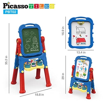 PicassoTiles Creative Kids Art Easel - Chalkboard & Whiteboard