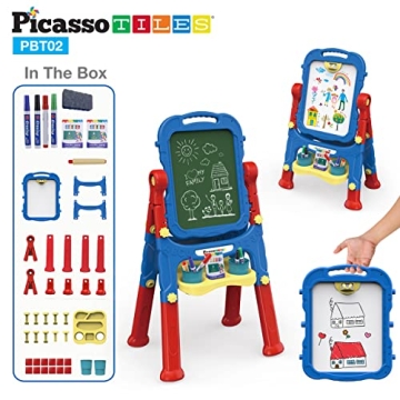PicassoTiles Creative Kids Art Easel - Chalkboard & Whiteboard