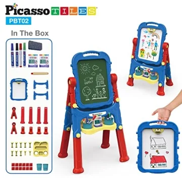 PicassoTiles Creative Kids Art Easel - Chalkboard & Whiteboard