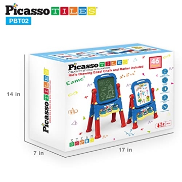 PicassoTiles Creative Kids Art Easel - Chalkboard & Whiteboard