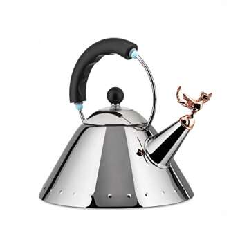 Alessi Tea Rex - Elegant Design Kettle with Dragon Whistle, Black Stainless Steel