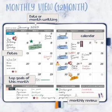 JUBTIC Planner for 2025, Undated Planner Weekly and Monthly Appointment Book for Time Management Productivity Planners with Stickers (Dark Blue)