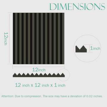 52 Pack Acoustic Foam Panel Wedge Studio Soundproofing Wall Tiles 12" X 12" X 1"