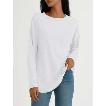 AUTOMET Womens Tunic Tops Long Sleeve Shirts Casual Basic Oversized T Shirt Crewneck Loose Fit Flowy...