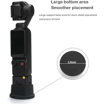PCTC Silicone Non-Slip Desktop Mount for DJI Osmo Pocket 3, Lightweight and Compact, OSMO Pocket 3 Accessories (Silicone Black/Plus)