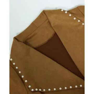 Kedera Womens Faux Suede Jackets With Pearls Fall Fashion 2024 Outfits Open Front Cropped Biker Bomber Coat Outwear